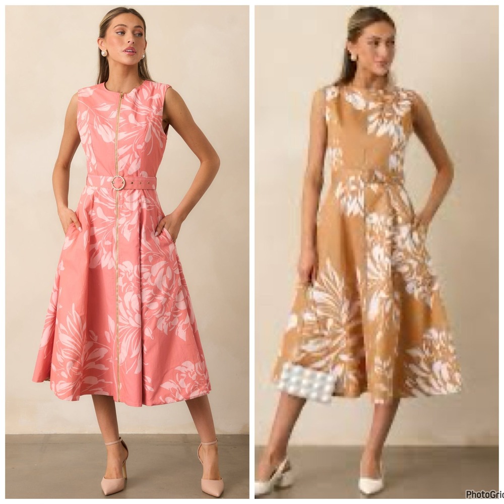 NWT‎ Prosperina Eliana Rose Reversible Midi Dress (MRSP: $228) Sz M